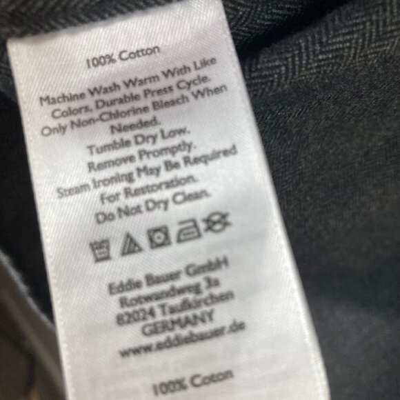 Mens Eddie Bauer Long Sleeve Button Classic Fit Brushed Cotton Shirt Charcoal XL - Picture 6 of 6